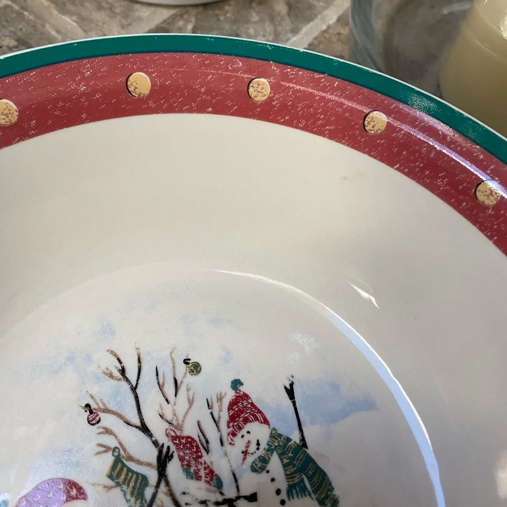 ROYAL SEASONS Serving Bowl Snowmen Stoneware - Picture 8 of 10